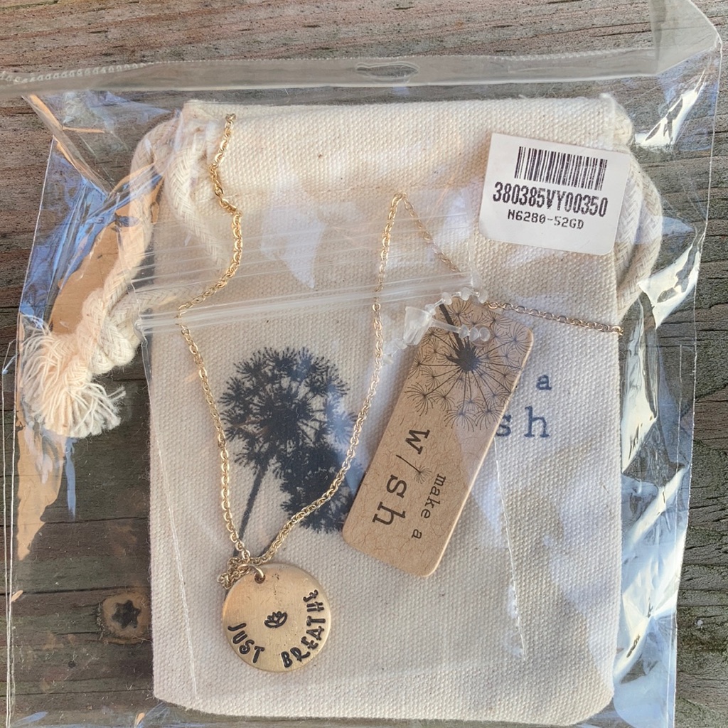”Just Breathe” Lotus Charm Gold Necklace!